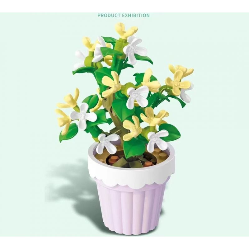 SEMBO 611063 non  CHẬU CÂY DỄ THƯƠNG JINGUI CUTE CUP bộ đồ chơi xếp lắp ráp ghép mô hình Flowers Hoa 101 khối