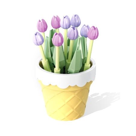 SEMBO 611059 non  CHẬU CÂY DỄ THƯƠNG CỐC HOA TULIP bộ đồ chơi xếp lắp ráp ghép mô hình Flowers 67 khối