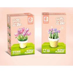 SEMBO 611059 non  CHẬU CÂY DỄ THƯƠNG CỐC HOA TULIP bộ đồ chơi xếp lắp ráp ghép mô hình Flowers 67 khối