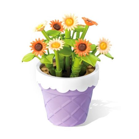 SEMBO 611057 non  CHẬU CÂY DỄ THƯƠNG CỐC CHANH CÚC bộ đồ chơi xếp lắp ráp ghép mô hình Flowers Hoa 68 khối