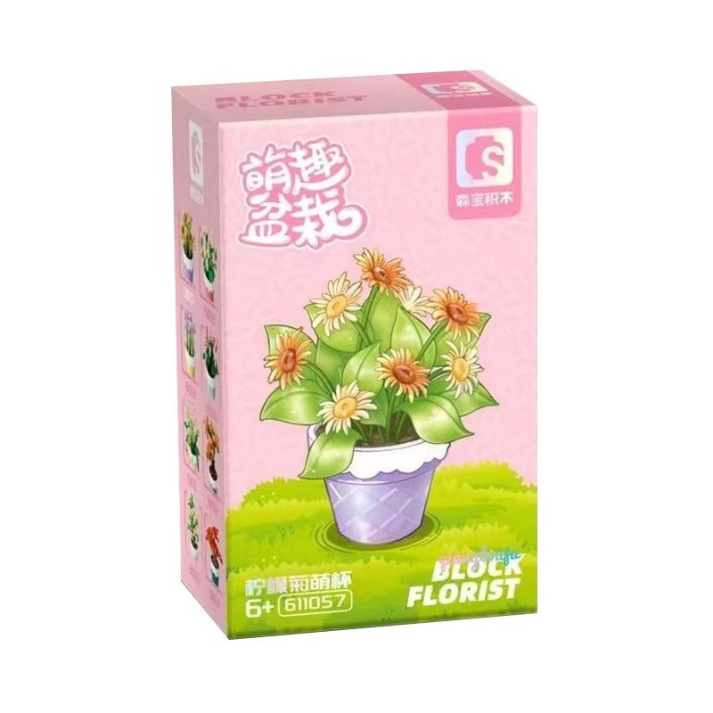 SEMBO 611057 non  CHẬU CÂY DỄ THƯƠNG CỐC CHANH CÚC bộ đồ chơi xếp lắp ráp ghép mô hình Flowers Hoa 68 khối