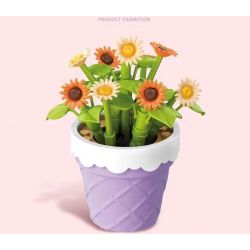 SEMBO 611057 non  CHẬU CÂY DỄ THƯƠNG CỐC CHANH CÚC bộ đồ chơi xếp lắp ráp ghép mô hình Flowers Hoa 68 khối