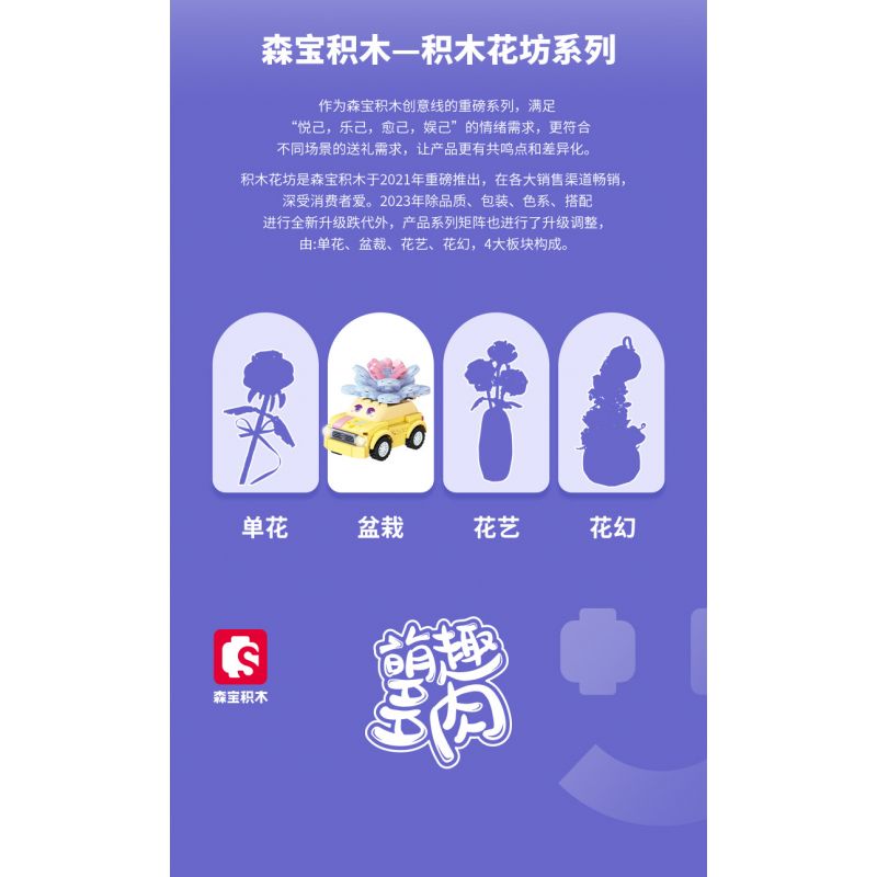 SEMBO 611053 non  CỬA HÀNG HOA KHỐI NGỌC TRAI bộ đồ chơi xếp lắp ráp ghép mô hình Flowers 168 khối