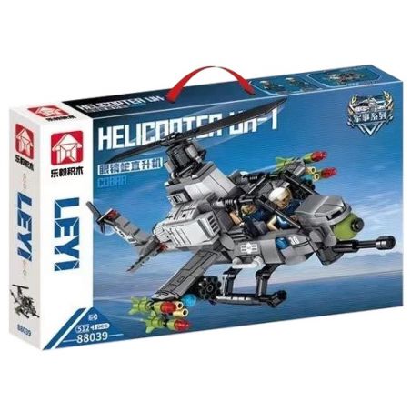 LE YI 88039 non  MÁY BAY TRỰC THĂNG RẮN HỔ MANG bộ đồ chơi xếp lắp ráp ghép mô hình Military Army AH-1 ATTACK HELICOPTER Quân Sự Bộ Đội 512 khối