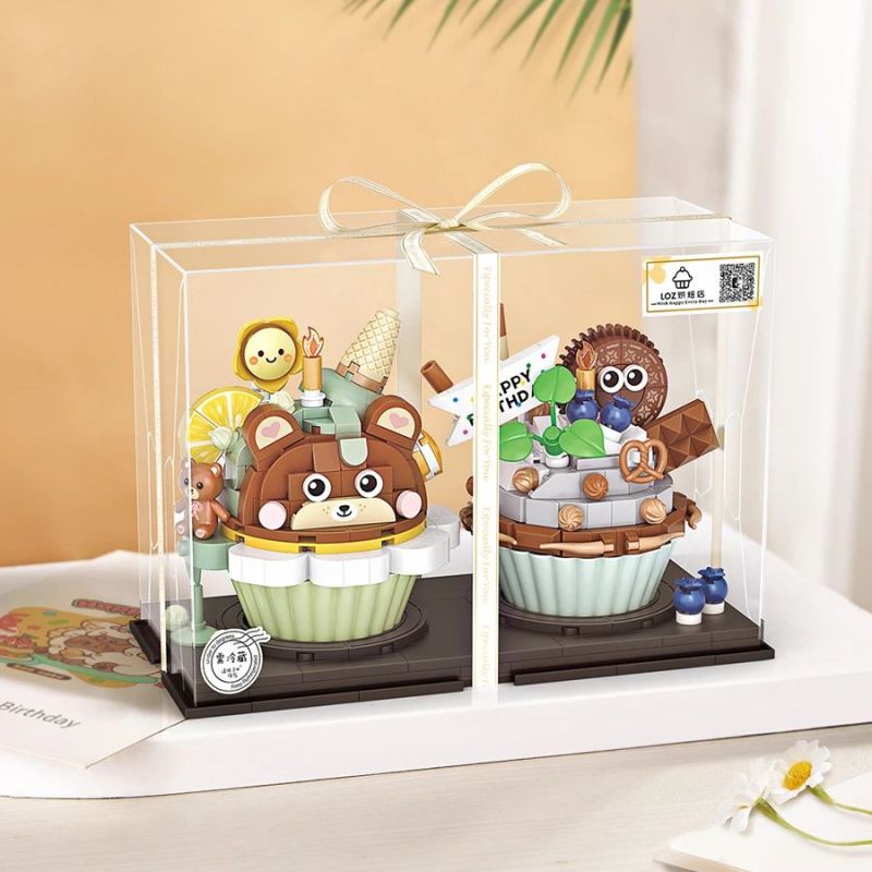 LOZ 1755 non  BÁNH NƯỚNG NHỎ GẤU OREO bộ đồ chơi xếp lắp ráp ghép mô hình CUPCAKE MINI