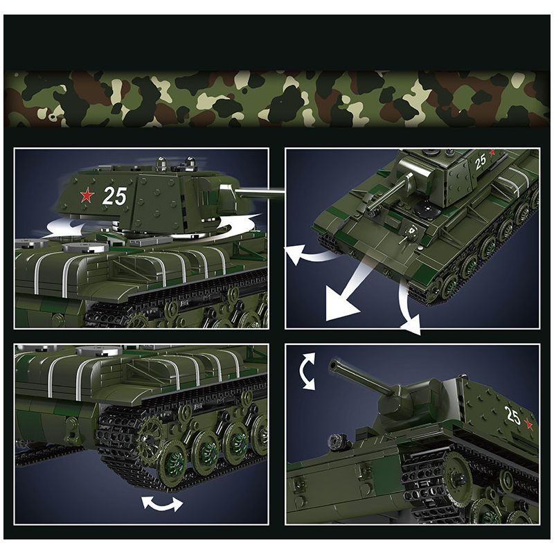MouldKing 20025 Mould King 20025 non  XE TĂNG HẠNG NẶNG KV-1 bộ đồ chơi xếp lắp ráp ghép mô hình Military Army KV-1 HEAVY TANK Quân Sự Bộ Đội