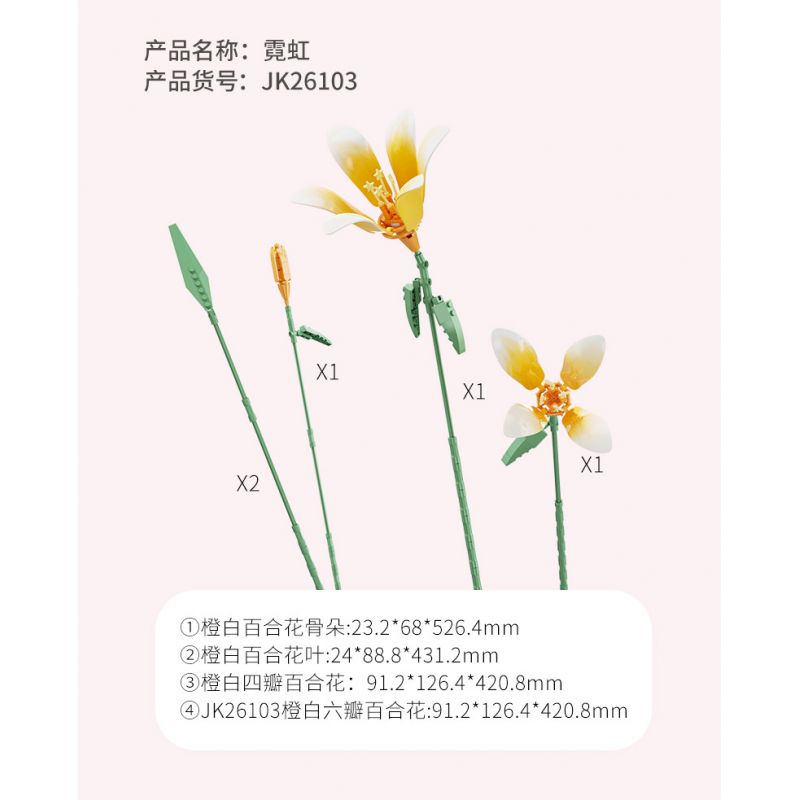 JAKI JK26103 26103 non  TẠP CHÍ THỰC VẬT HOA HUỆ NEON bộ đồ chơi xếp lắp ráp ghép mô hình Flowers PLANTE DOUBLE RAINBOW
