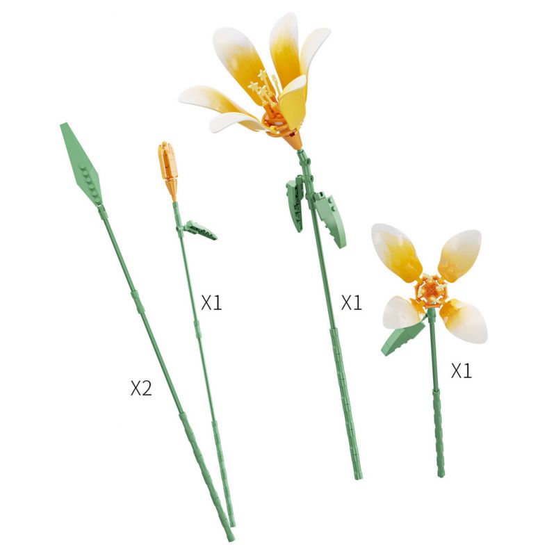 JAKI JK26103 26103 non  TẠP CHÍ THỰC VẬT HOA HUỆ NEON bộ đồ chơi xếp lắp ráp ghép mô hình Flowers PLANTE DOUBLE RAINBOW