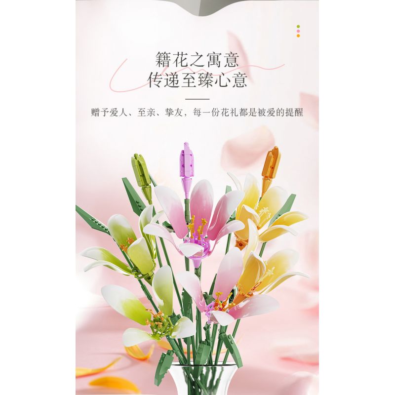 JAKI JK26101 26101 non  NHẬT KÝ THỰC VẬT LILY LIGHT SPRING bộ đồ chơi xếp lắp ráp ghép mô hình Flowers PLANTE EARLY SPRING Hoa