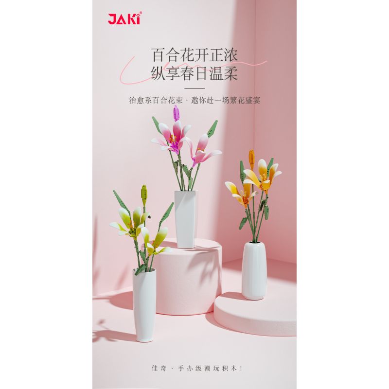 JAKI JK26101 26101 non  NHẬT KÝ THỰC VẬT LILY LIGHT SPRING bộ đồ chơi xếp lắp ráp ghép mô hình Flowers PLANTE EARLY SPRING Hoa