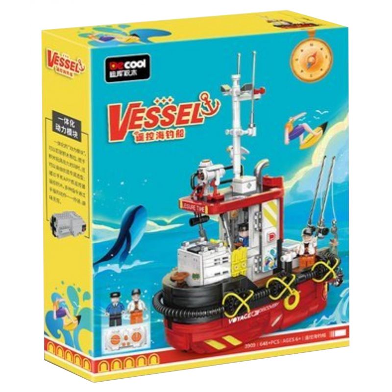 DECOOL BRICKCOOL 3909 non  THUYỀN ĐÁNH CÁ BIỂN ĐIỀU KHIỂN TỪ XA bộ đồ chơi xếp lắp ráp ghép mô hình VESSEL 648 khối