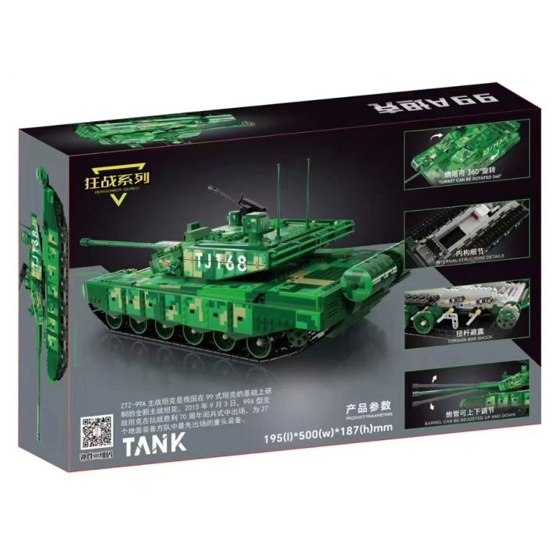 SHARP MODEL JIMU LIANGPIN 10297 non  TRẬN CHIẾN ĐIÊN CUỒNG XE TĂNG ZTZ-99A bộ đồ chơi xếp lắp ráp ghép mô hình Military Army Quân Sự Bộ Đội 2574 khối