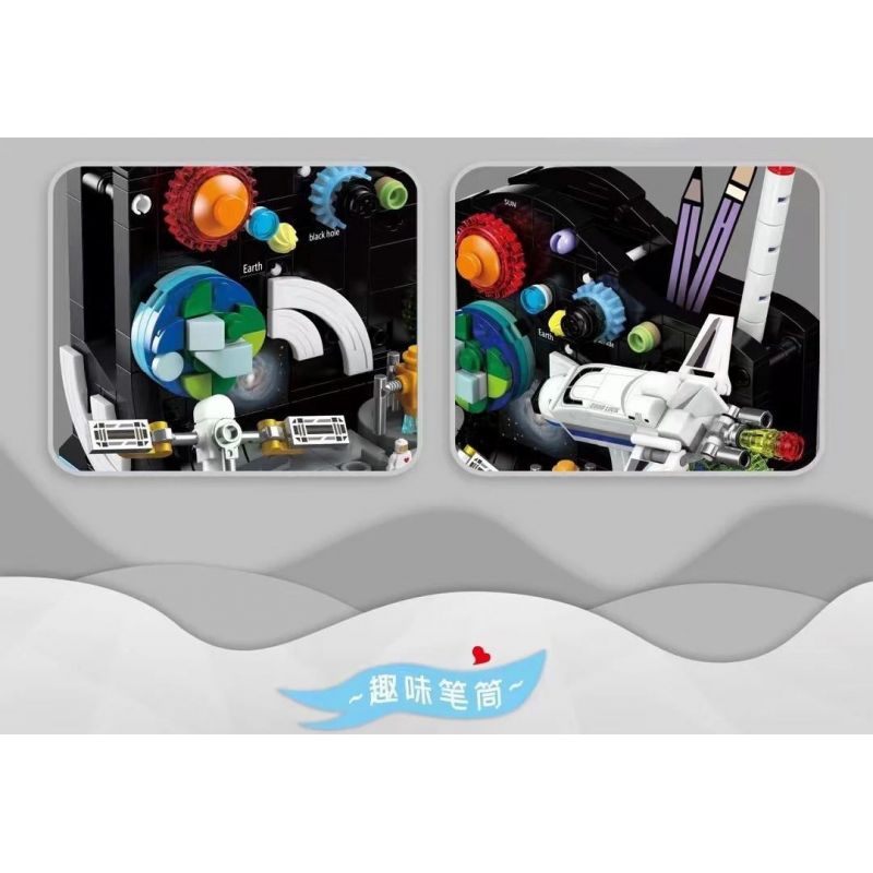 ZHEGAO QL1035 1035 non  NGƯỜI GIỮ BÚT VUI NHỘN VŨ TRỤ VÔ TẬN bộ đồ chơi xếp lắp ráp ghép mô hình Stationery 332 khối