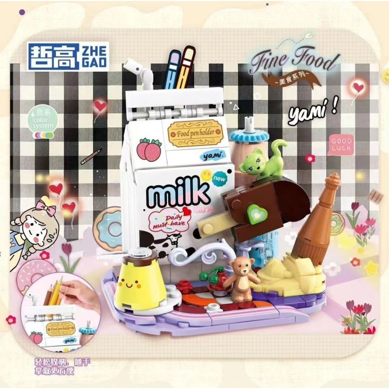 ZHEGAO QL1033 1033 non  NGƯỜI GIỮ BÚT VUI NHỘN SIÊU ẨM THỰC bộ đồ chơi xếp lắp ráp ghép mô hình Stationery 173 khối