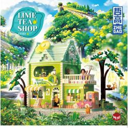 ZHEGAO 612003 non  QUÁN TRÀ CHANH bộ đồ chơi xếp lắp ráp ghép mô hình Creator LIME TEA SHOP Sáng Tạo 1350 khối