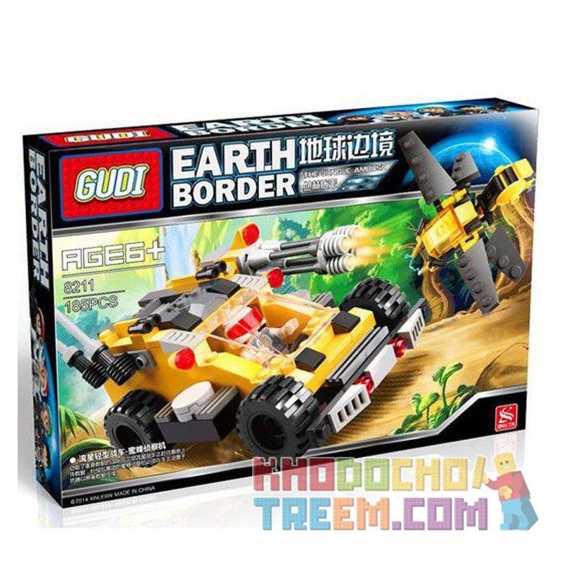 GUDI 8211 Xếp hình kiểu Lego EARTH BORDER Earth Frontier Meteor Light Tank, Bee Scout ô Tô Chiến đấu Cùng Robot Ong 185 khối