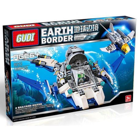 GUDI 8212 non  TÀU LẶN BIỂN bộ đồ chơi xếp lắp ráp ghép mô hình Earth Border Biến Giới Trái Đất 180 khối
