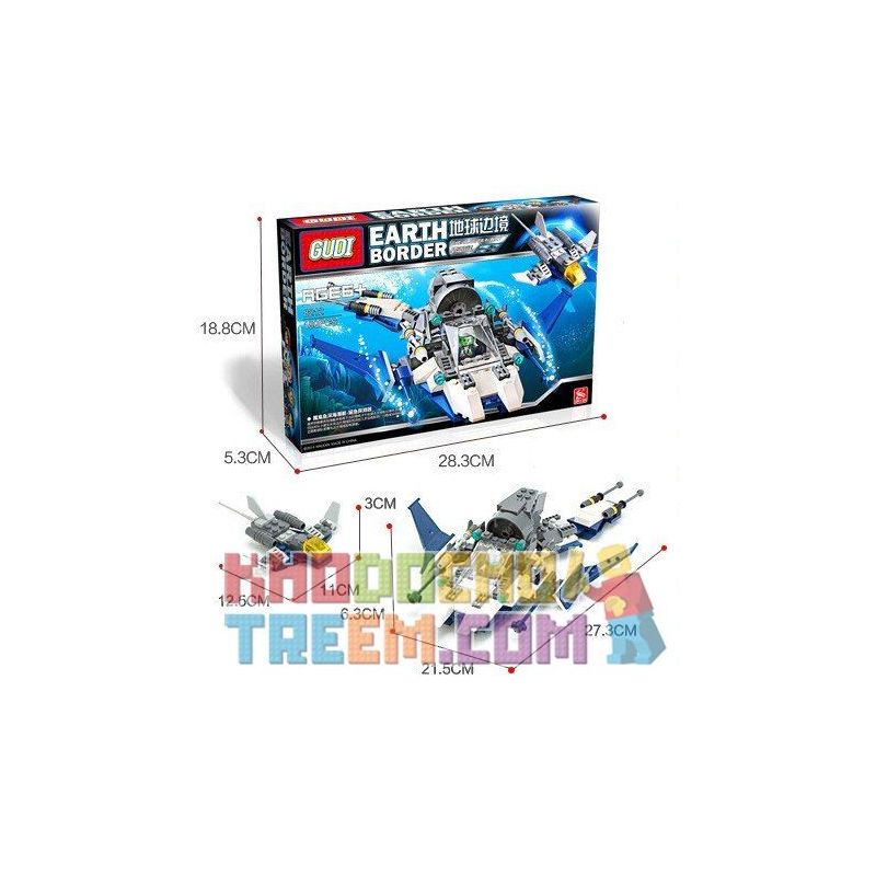 GUDI 8212 non  TÀU LẶN BIỂN bộ đồ chơi xếp lắp ráp ghép mô hình Earth Border Biến Giới Trái Đất 180 khối