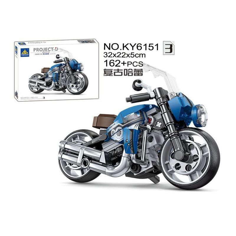 Kazi KY6151-3 6151-3 non Lego DỰ ÁN XE SANG HARLEY CỔ ĐIỂN bộ đồ chơi xếp lắp ráp ghép mô hình Model Team PROJECT-D Mô Hình Hiện Đại 162 khối