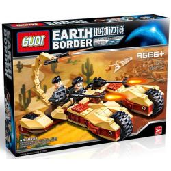 GUDI 8213 non  XE PHÁO BỌ CẠP 4 BÁNH bộ đồ chơi xếp lắp ráp ghép mô hình Earth Border Biến Giới Trái Đất 224 khối