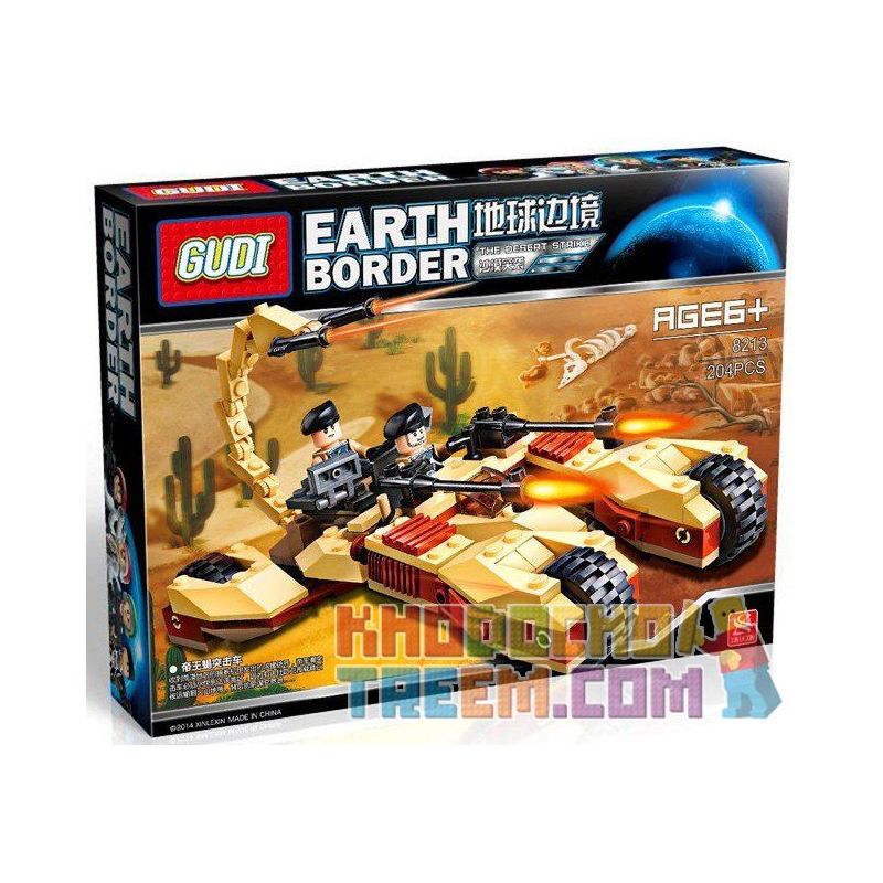 GUDI 8213 non  XE PHÁO BỌ CẠP 4 BÁNH bộ đồ chơi xếp lắp ráp ghép mô hình Earth Border Biến Giới Trái Đất 224 khối