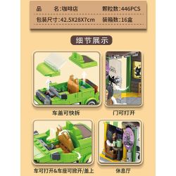 PanlosBrick 685002 Panlos Brick 685002 non  QUÁN CÀ PHÊ WULING HONGGUANG MINIEV MUI TRẦN bộ đồ chơi xếp lắp ráp ghép mô hình COFFEE SHOP 446 khối