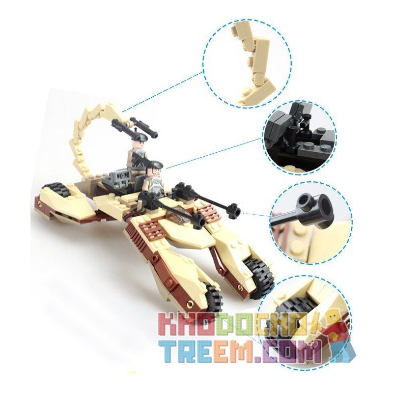 GUDI 8213 non  XE PHÁO BỌ CẠP 4 BÁNH bộ đồ chơi xếp lắp ráp ghép mô hình Earth Border Biến Giới Trái Đất 224 khối