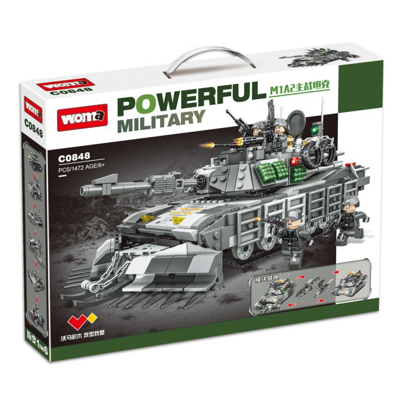 WOMA C0848 0848 non  XE TĂNG CHIẾN ĐẤU CHỦ LỰC M1A2 bộ đồ chơi xếp lắp ráp ghép mô hình Military Army POWERFUL MILITARY Quân Sự Bộ Đội 1472 khối