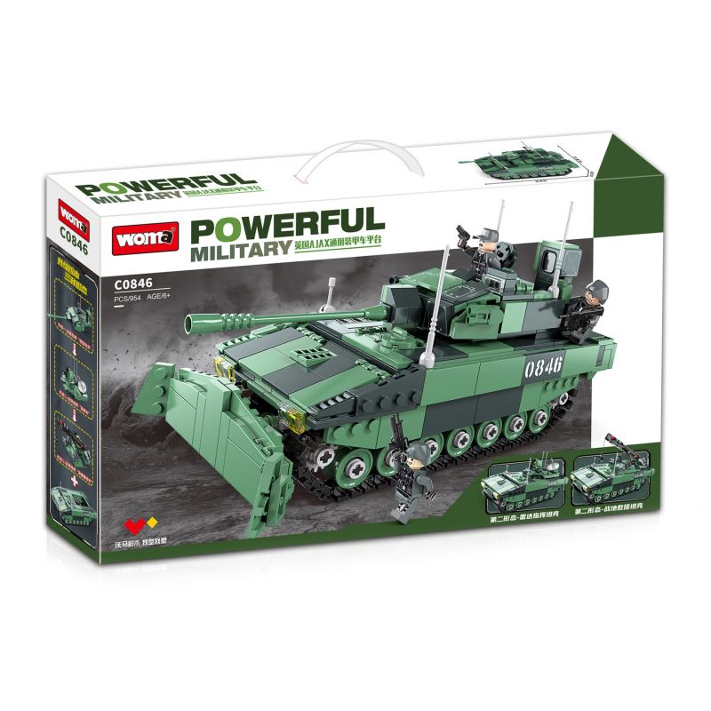 WOMA C0846 0846 non  NỀN TẢNG XE BỌC THÉP ĐA NĂNG AJAX CỦA ANH bộ đồ chơi xếp lắp ráp ghép mô hình Military Army POWERFUL MILITARY Quân Sự Bộ Đội 954 khối