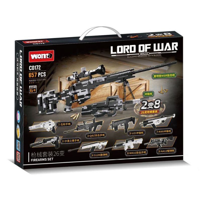 WOMA C0172 0172 non  GÓI VŨ KHÍ 26 BIẾN bộ đồ chơi xếp lắp ráp ghép mô hình LORD OF WAR 657 khối