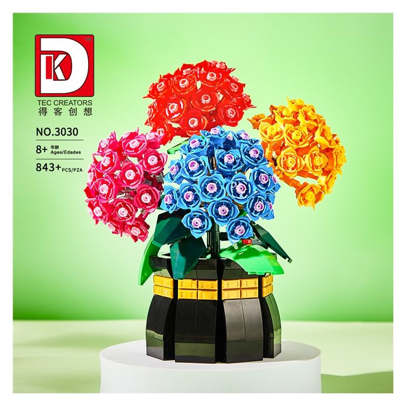 DK 3030 non  SAHARA TÌNH YÊU bộ đồ chơi xếp lắp ráp ghép mô hình Flowers HYDRANGEA Hoa 843 khối