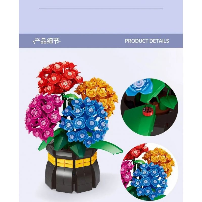 DK 3030 non  SAHARA TÌNH YÊU bộ đồ chơi xếp lắp ráp ghép mô hình Flowers HYDRANGEA Hoa 843 khối