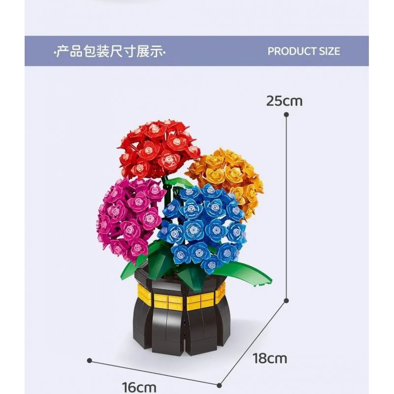DK 3030 non  SAHARA TÌNH YÊU bộ đồ chơi xếp lắp ráp ghép mô hình Flowers HYDRANGEA Hoa 843 khối