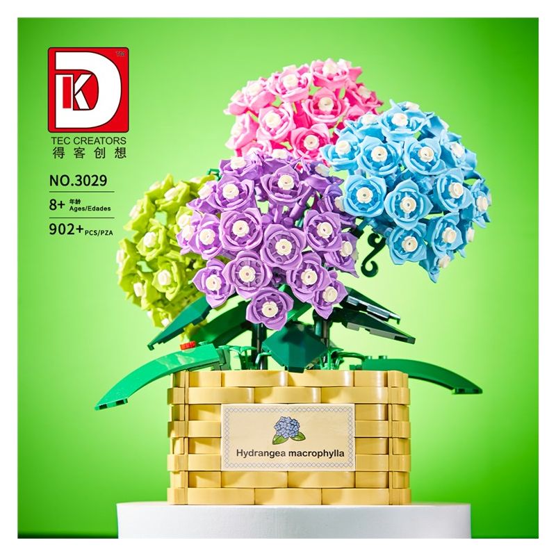 DK 3029 non  GIỎ HOA CẨM TÚ CẦU FOAM MANOR bộ đồ chơi xếp lắp ráp ghép mô hình Flowers HYDRANGEA 902 khối