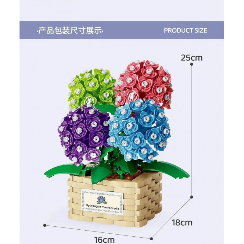 DK 3029 non  GIỎ HOA CẨM TÚ CẦU FOAM MANOR bộ đồ chơi xếp lắp ráp ghép mô hình Flowers HYDRANGEA 902 khối
