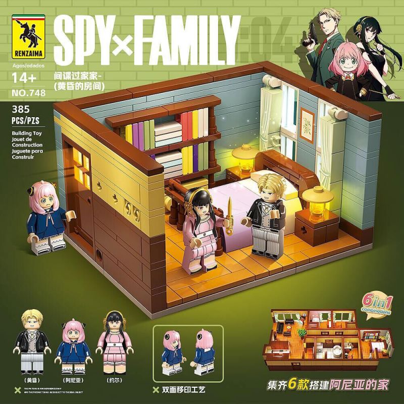 RENZAIMA 748 non  PHÒNG CỦA FUDGE bộ đồ chơi xếp lắp ráp ghép mô hình SPY×FAMILY 385 khối
