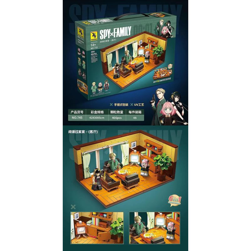 RENZAIMA 745 non  PHÒNG KHÁCH bộ đồ chơi xếp lắp ráp ghép mô hình SPY×FAMILY 466 khối