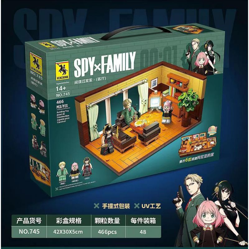 RENZAIMA 745 non  PHÒNG KHÁCH bộ đồ chơi xếp lắp ráp ghép mô hình SPY×FAMILY 466 khối