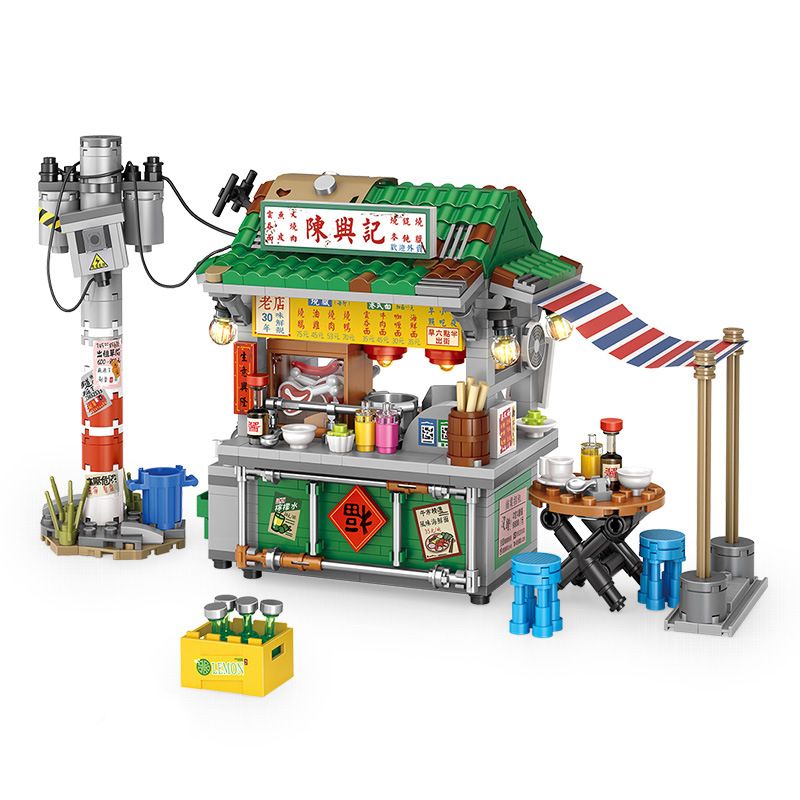 LOZ 1253 non Lego GIAN HÀNG ???M THỰC PHONG CÁCH HỒNG KÔNG bộ đồ chơi xếp lắp ráp ghép mô hình Creator Sáng Tạo 665 khối