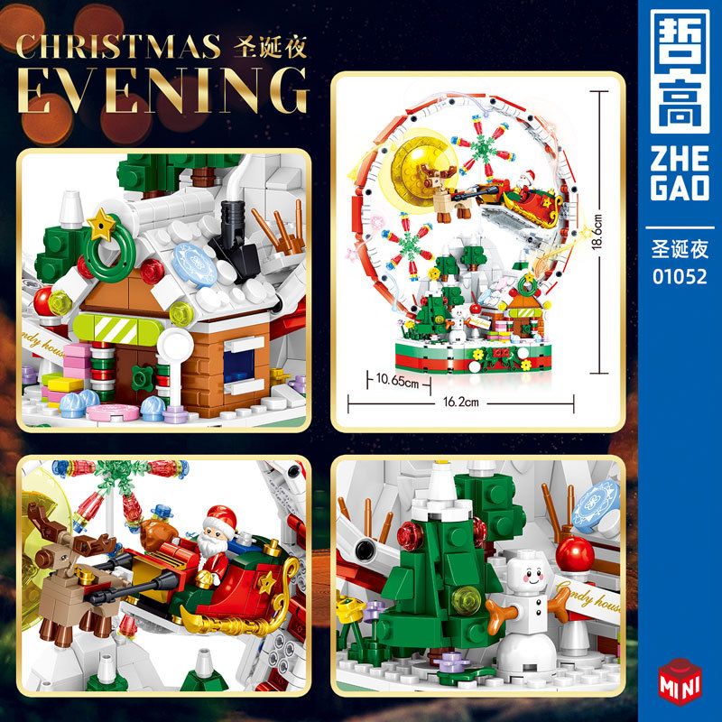 ZHEGAO 01052 non  ĐÊM GIÁNG SINH bộ đồ chơi xếp lắp ráp ghép mô hình Christmas 878 khối