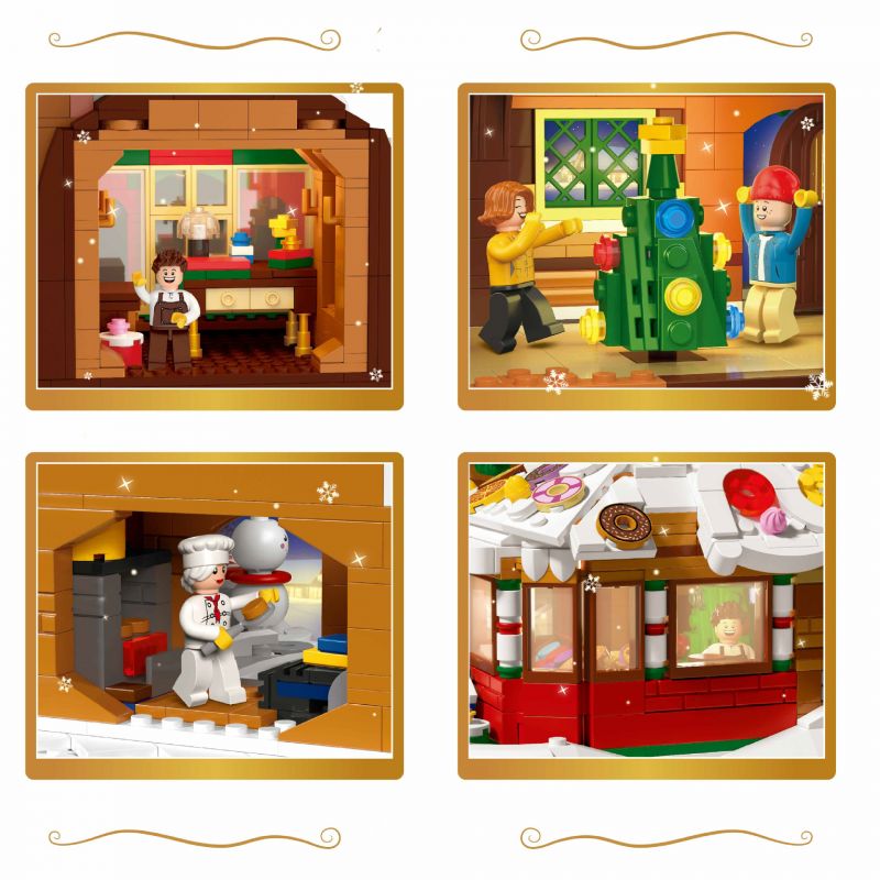 ZHEGAO DZ6025 6025 non  NHÀ BÁNH GỪNG bộ đồ chơi xếp lắp ráp ghép mô hình Christmas GINGERBREAD HOUSE Giáng Sinh 1481 khối