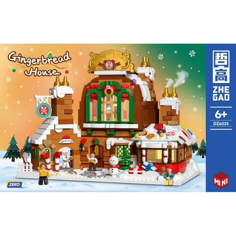 ZHEGAO DZ6025 6025 non  NHÀ BÁNH GỪNG bộ đồ chơi xếp lắp ráp ghép mô hình Christmas GINGERBREAD HOUSE Giáng Sinh 1481 khối