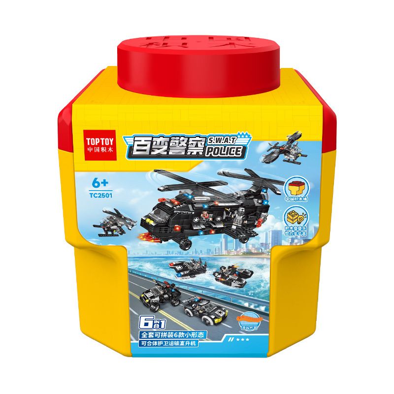 TOP TOY TC2501 2501 non Lego NHÓM CẢNH SÁT ĐA DẠNG 6IN1 bộ đồ chơi xếp lắp ráp ghép mô hình City POLICE Thành Phố