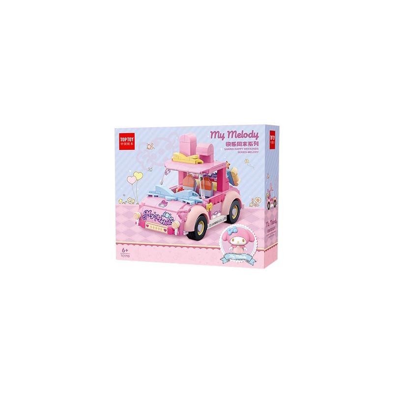 TOP TOY TC1710 1710 non  SANRIO VUI VẺ CUỐI TUẦN XE KẸO GIAI ĐIỆU bộ đồ chơi xếp lắp ráp ghép mô hình MY MELODY