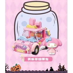 TOP TOY TC1709 1709 non  SANRIO CUỐI TUẦN VUI VẺ XE BÍ NGÔ COOLOMI bộ đồ chơi xếp lắp ráp ghép mô hình Halloween KUROMI Lễ Hội Hóa Trang Ma Quỷ