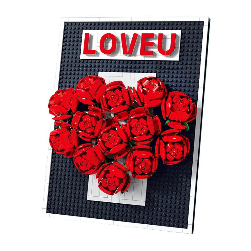 ZUANMA 105 non Lego KHUNG ẢNH HOA HỒNG bộ đồ chơi xếp lắp ráp ghép mô hình Flowers ROSE FLOWER FRAME 848 khối