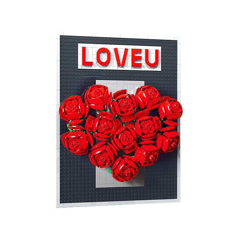 ZUANMA 105 non  KHUNG ẢNH HOA HỒNG bộ đồ chơi xếp lắp ráp ghép mô hình Flowers ROSE FLOWER FRAME 848 khối