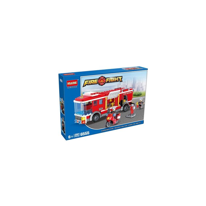 NOT Lego FIRE TRUCK 60002 HSANHE 6555 xếp lắp ráp ghép mô hình XE CỨU HỎA City Thành Phố 209 khối