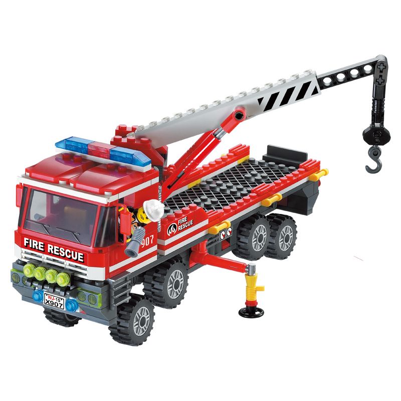 NOT Lego OFF-ROAD FIRE TRUCK & FIREBOAT 7213 QMAN ENLIGHTEN KEEPPLEY 907 xếp lắp ráp ghép mô hình XE CỨU HỎA & THUYỀN ĐỊA HÌNH City Thành Phố 388 khối