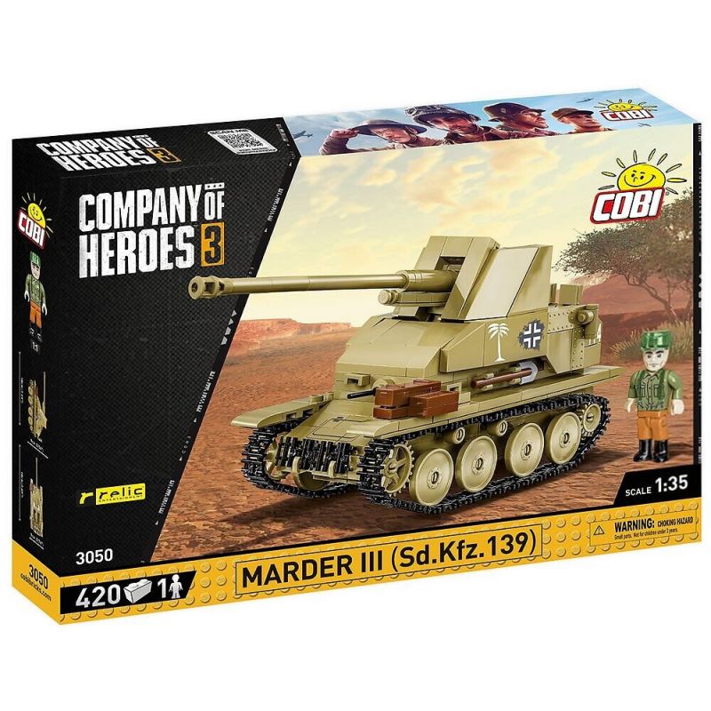 COBI 3050 non Lego ĐẠI ĐỘI ANH HÙNG 3 PHÁO CHỐNG TĂNG WEASEL MARDER III SD.KFZ.139 CỦA ĐỨC tỷ lệ 1:35 bộ đồ chơi xếp lắp ráp ghép mô hình Military Army Quân Sự Bộ Đội 420 khối